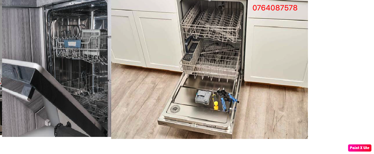 Built-in stainless steel dishwasher in a modern white kitchen